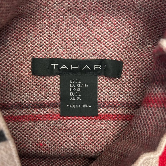 Tahari Classic Beige Checkered Boxy Sweater Turtle Neck Relaxed Fit Size XL - Picture 5 of 7